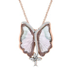 14k Rose Gold 12 1/2ct Natural Tourmaline and 1/5ct TDW Diamond Butterfly Necklace