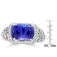 18K White Gold Tanzanite 3.40cts and Diamond 0.22ct TDW (SI1-VS, G-H) Ring